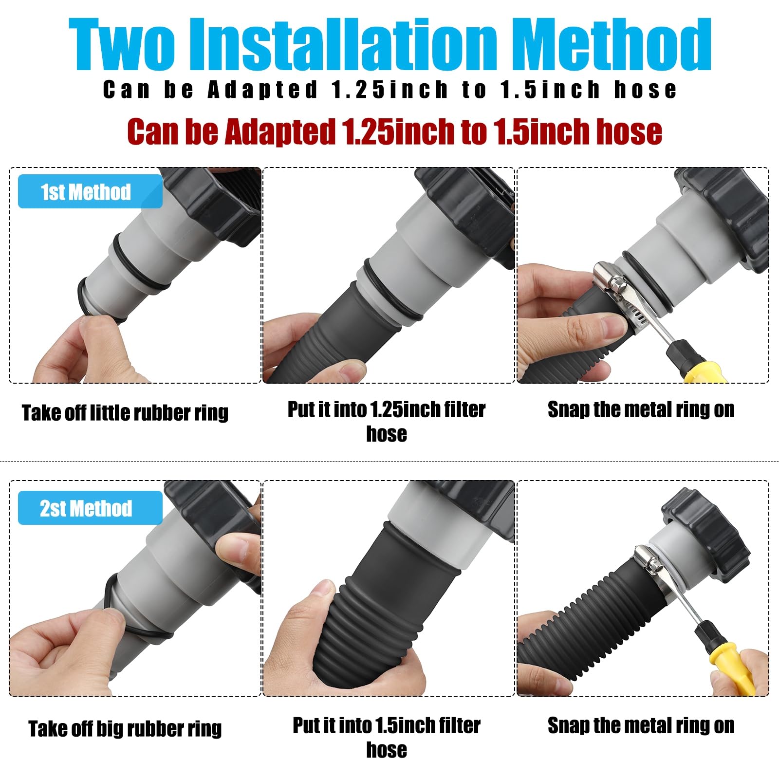 EBOOT hose connected to above-ground pump illustrating easy installation