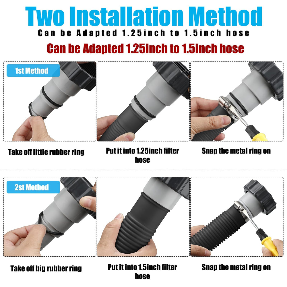 EBOOT hose connected to above-ground pump illustrating easy installation