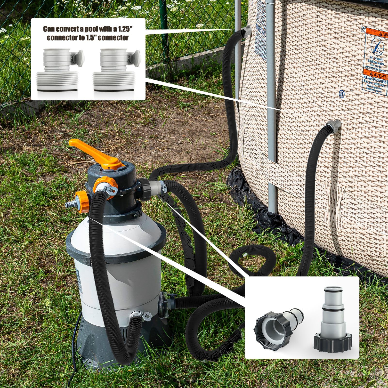 EBOOT person installing hose at pool edge showing simple DIY repair
