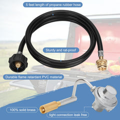 Ebusin five-foot propane hose full length demonstrating flexible reach benefit
