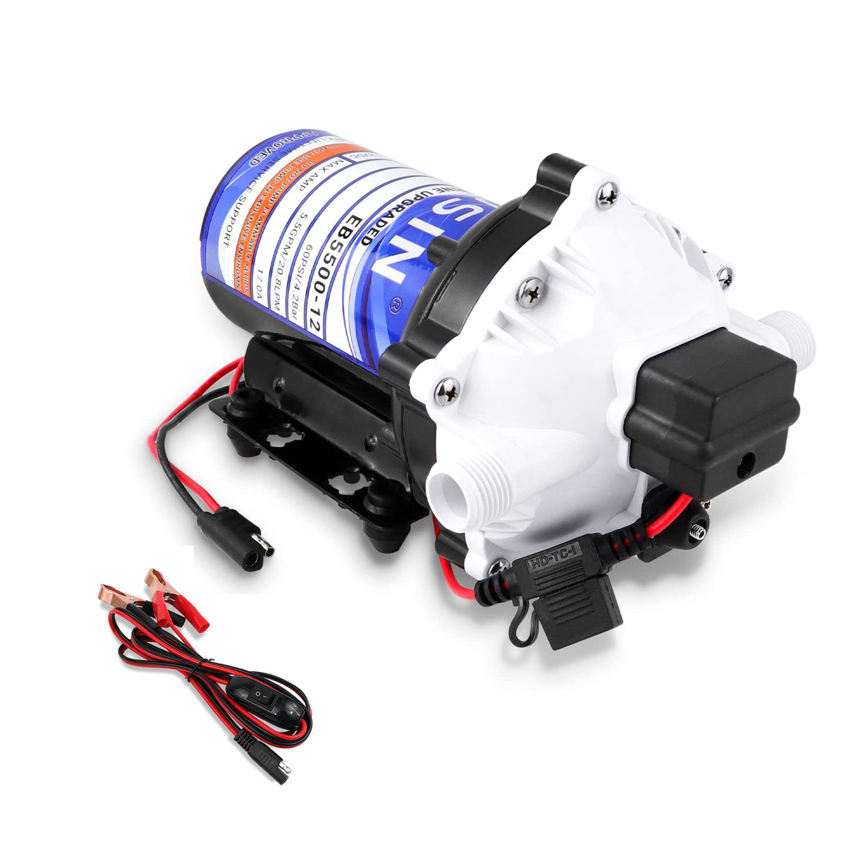 Ebusin pump front view showing compact design and quick installation benefit
