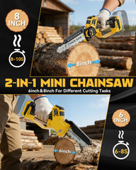 Ecarke close-up of 6-inch bar and chain emphasizing precision cuts for small branches