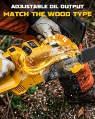 Ecarke close look at 16-inch bar and 59-link chain for efficient cutting