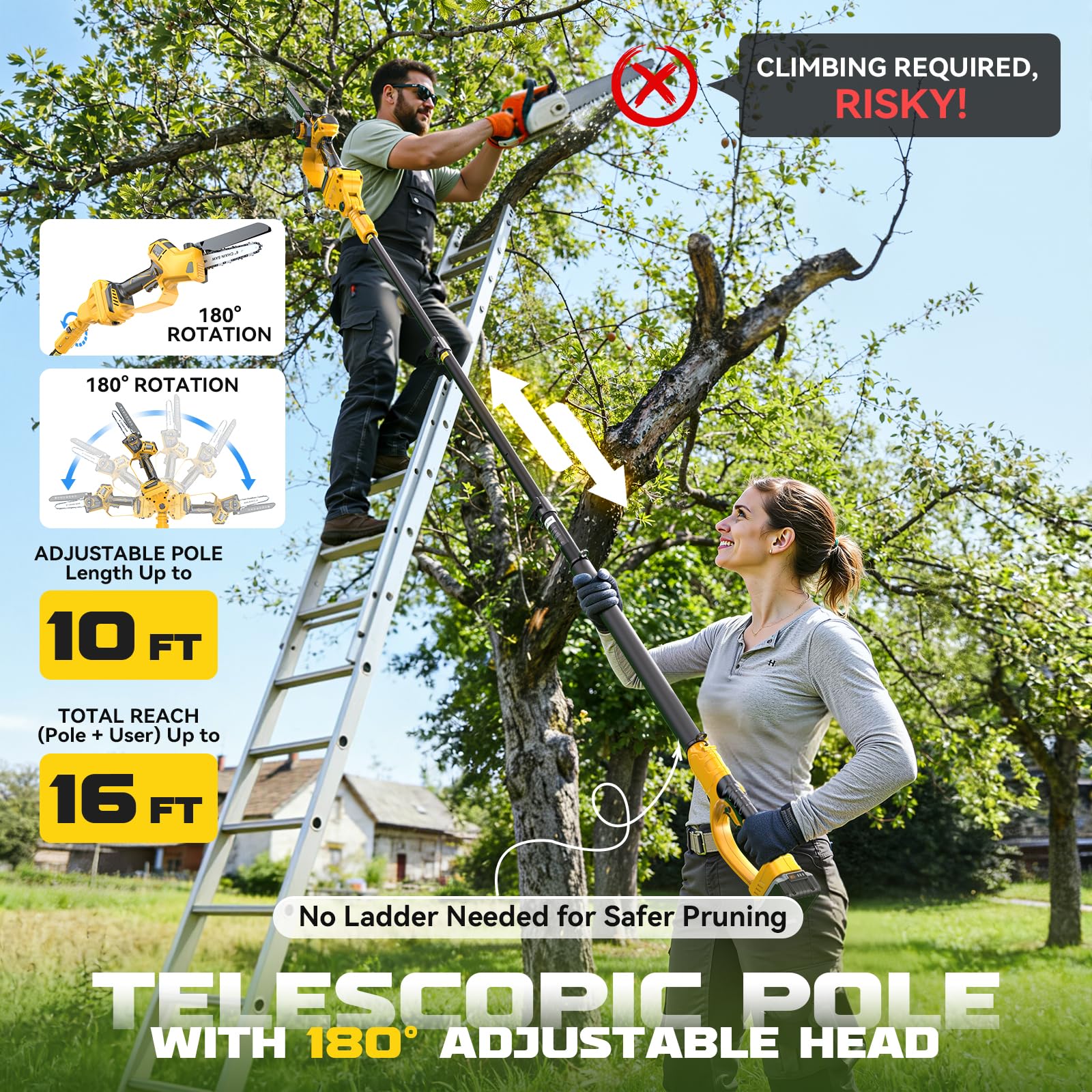 Ecarke detached handheld chainsaw mode for easy ground trimming