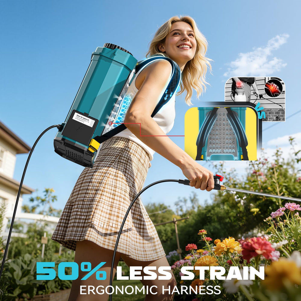 Ecarke padded shoulder straps and waist belt providing comfort during long jobs