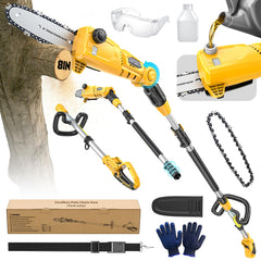 Ecarke pole saw front view showing compact design and easy handling benefit
