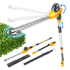 Ecarke pole trimmer front view showing slim body and blade, easy handling