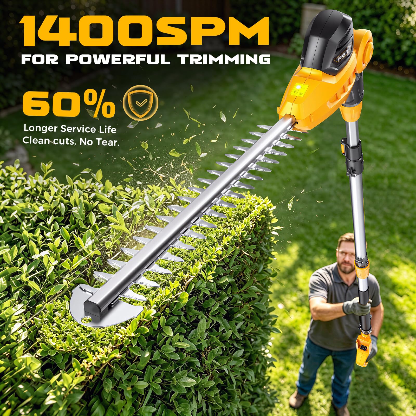 Ecarke telescopic pole fully extended to nine feet for ladder-free reach