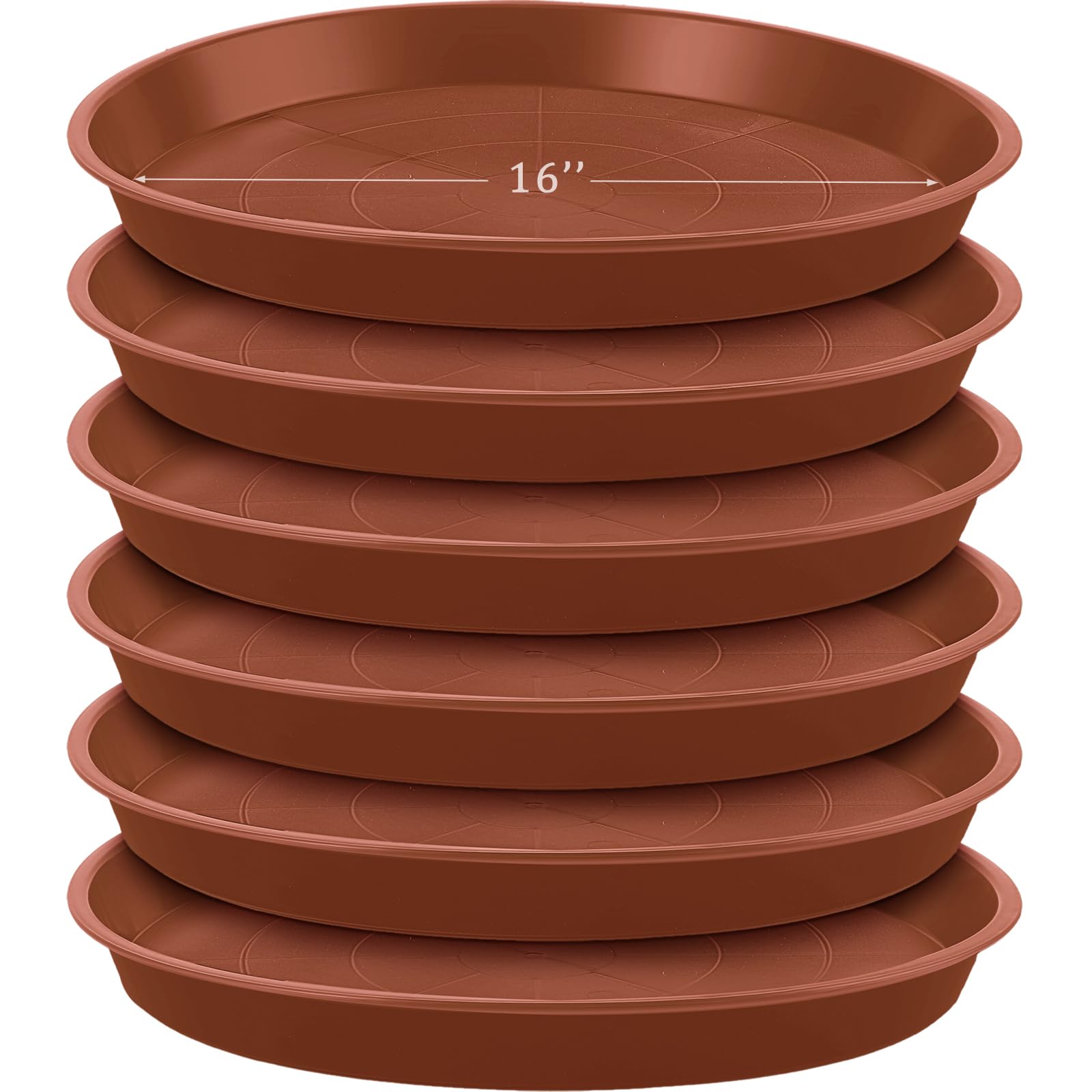 Eccliy front view of 16-inch saucers showing set and terracotta color benefit surface protection