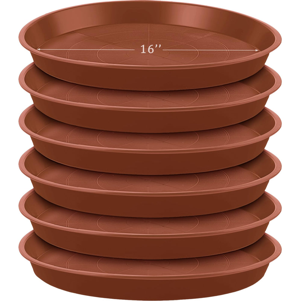 Eccliy front view of 16-inch saucers showing set and terracotta color benefit surface protection