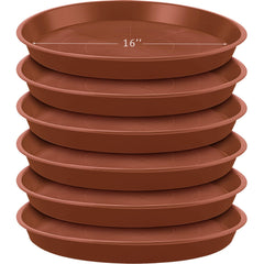 Eccliy front view of 16-inch saucers showing set and terracotta color benefit surface protection