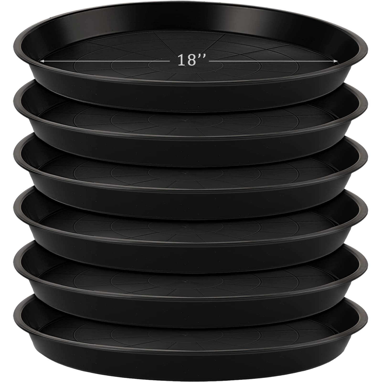 Eccliy front view of six 18-inch saucers showing compact stack and convenience