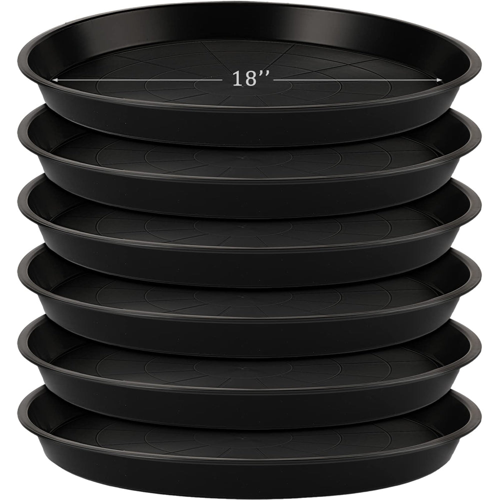 Eccliy front view of six 18-inch saucers showing compact stack and convenience