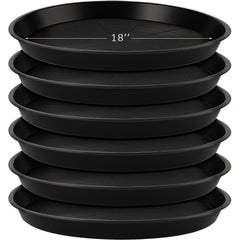 Eccliy front view of six 18-inch saucers showing compact stack and convenience