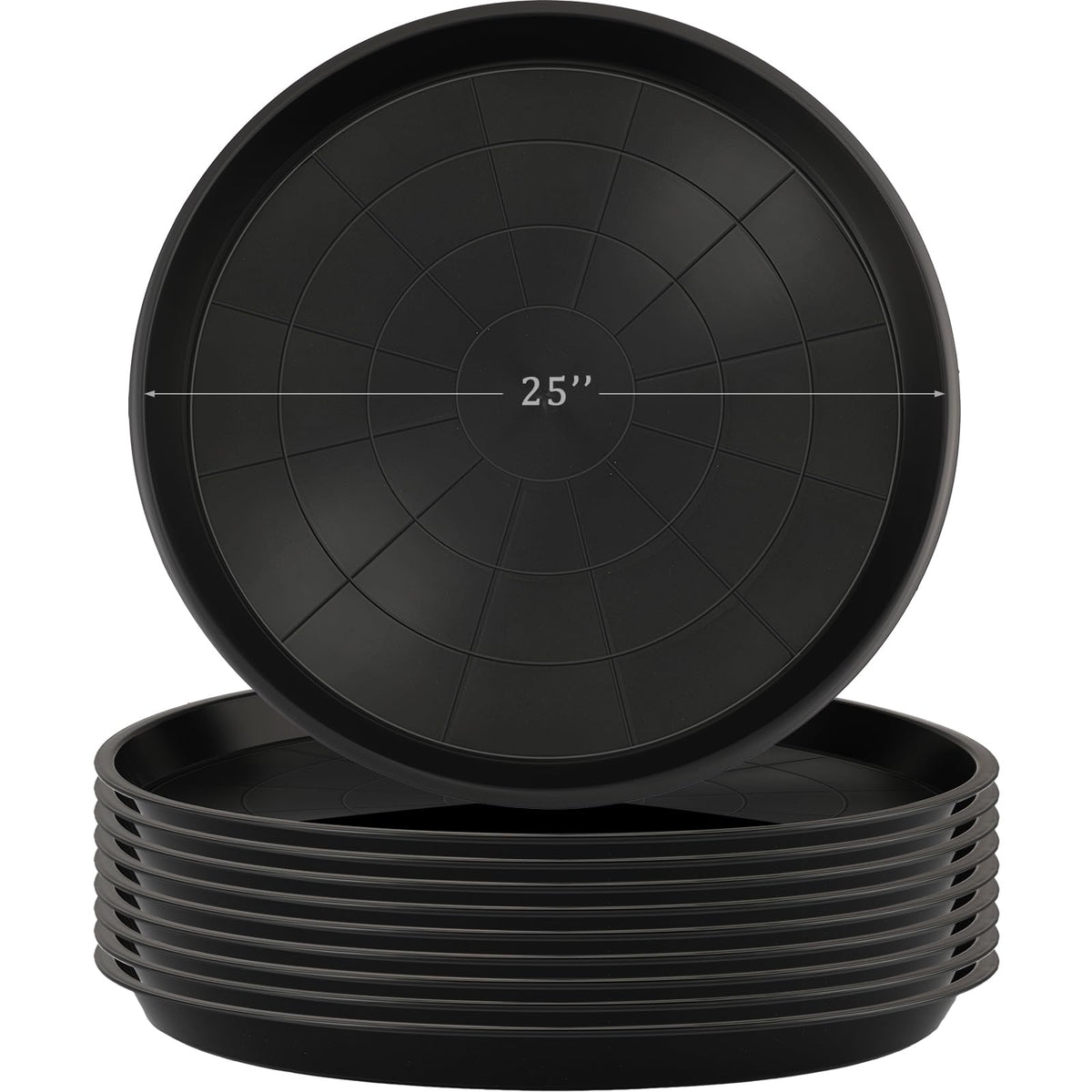 Eccliy front view of ten 25-inch saucers showing bundle and size benefit