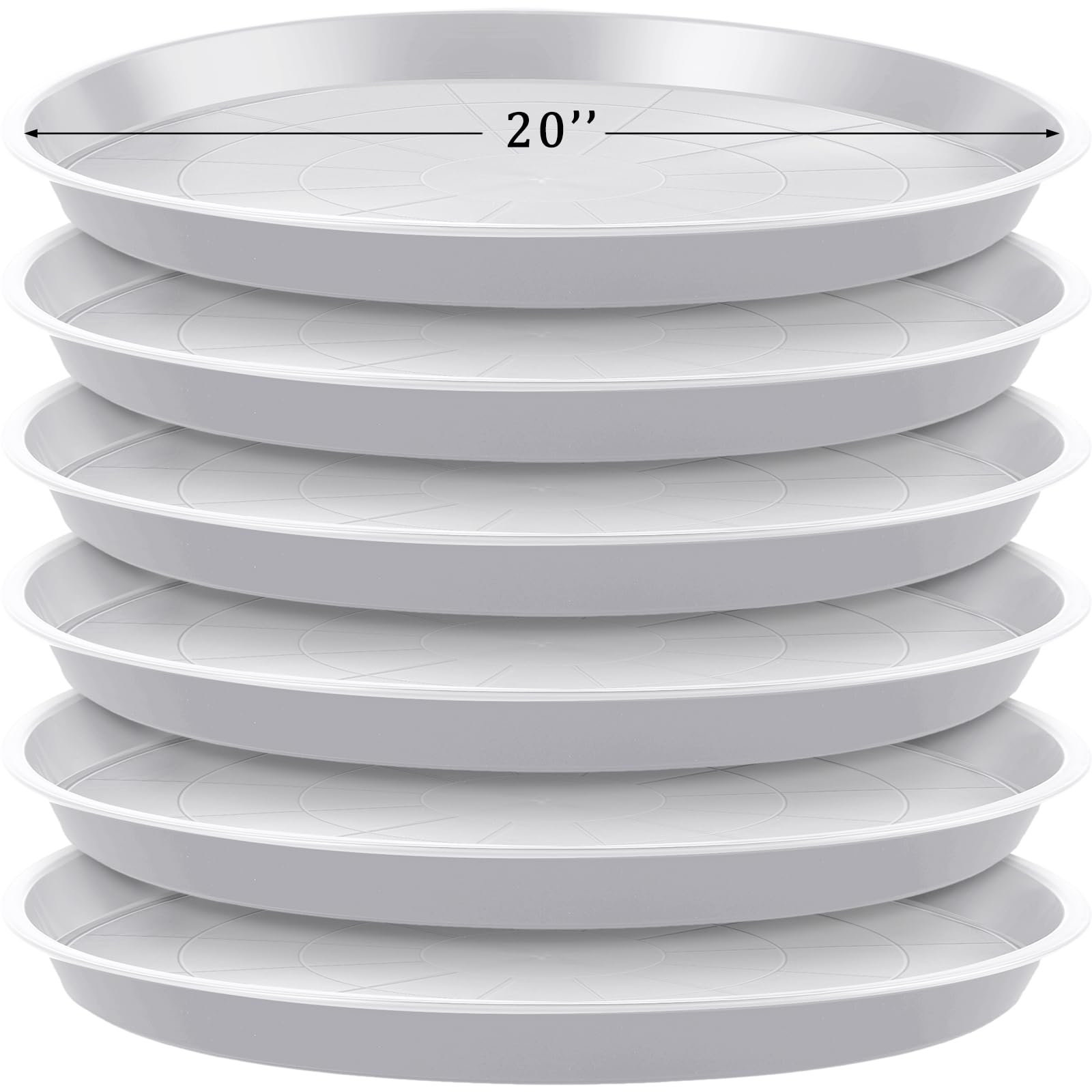Eccliy front view of six large saucers showing clean design and utility