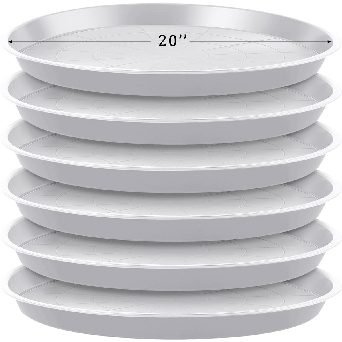 Eccliy front view of six large saucers showing clean design and utility