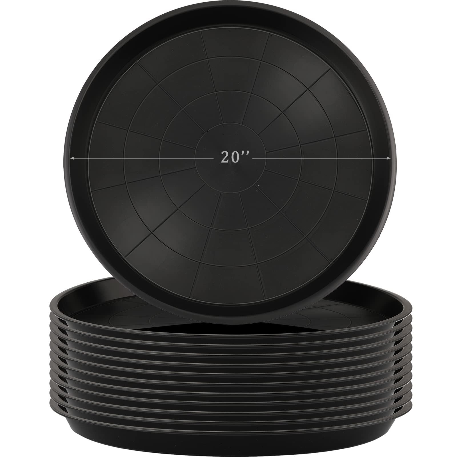 Eccliy front view of 20-inch black saucer showing wide rim and durable surface for protection