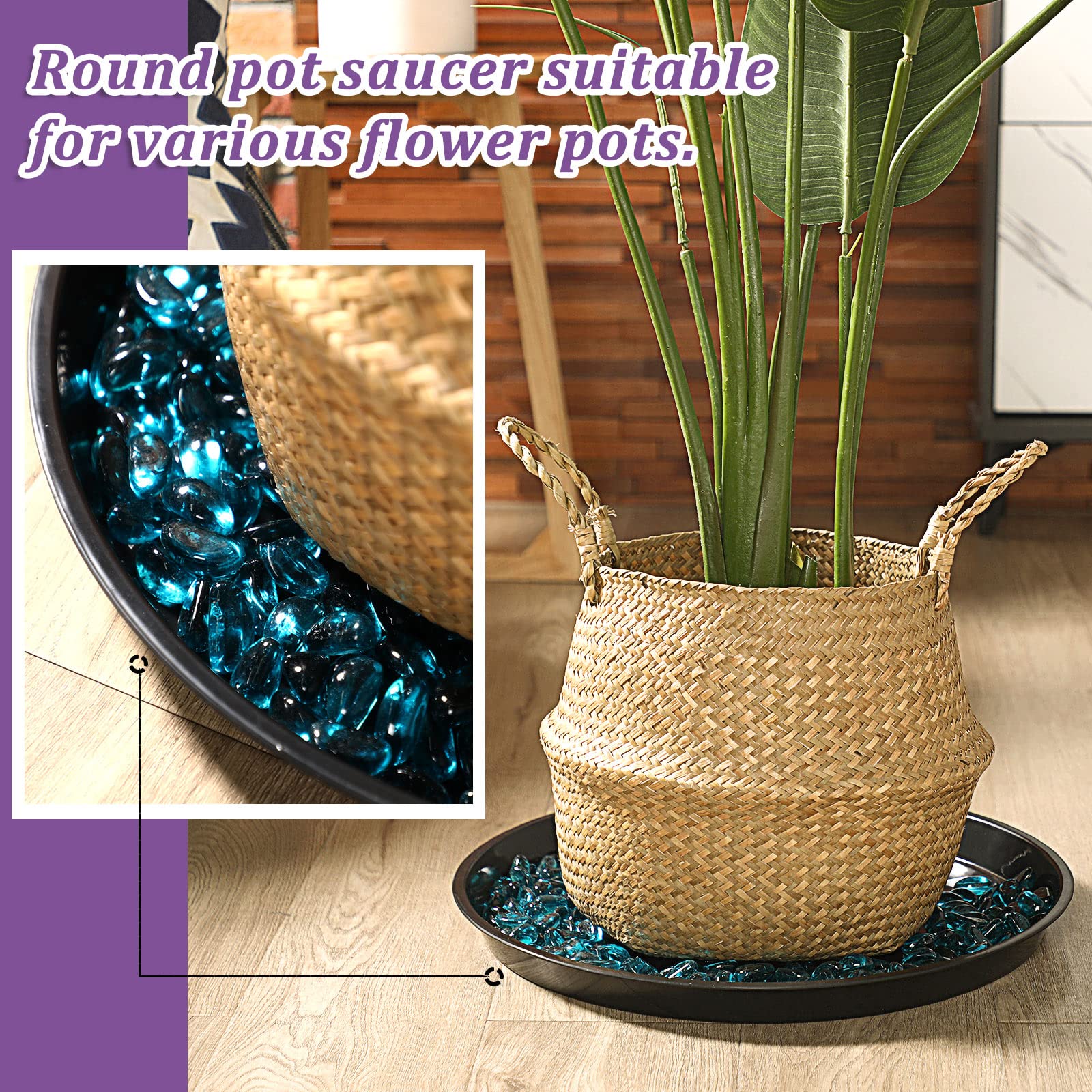 Eccliy saucer supporting a large ceramic planter demonstrating weight capacity