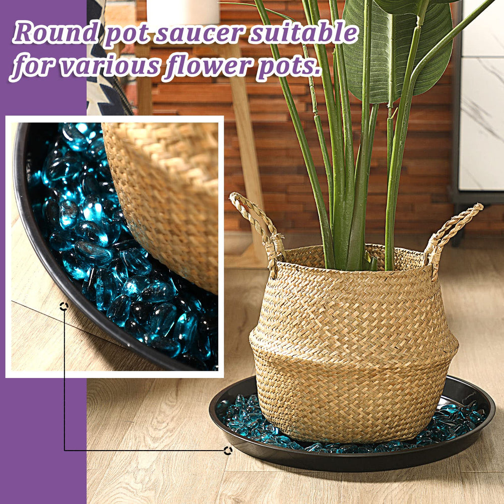 Eccliy saucer supporting a large ceramic planter demonstrating weight capacity