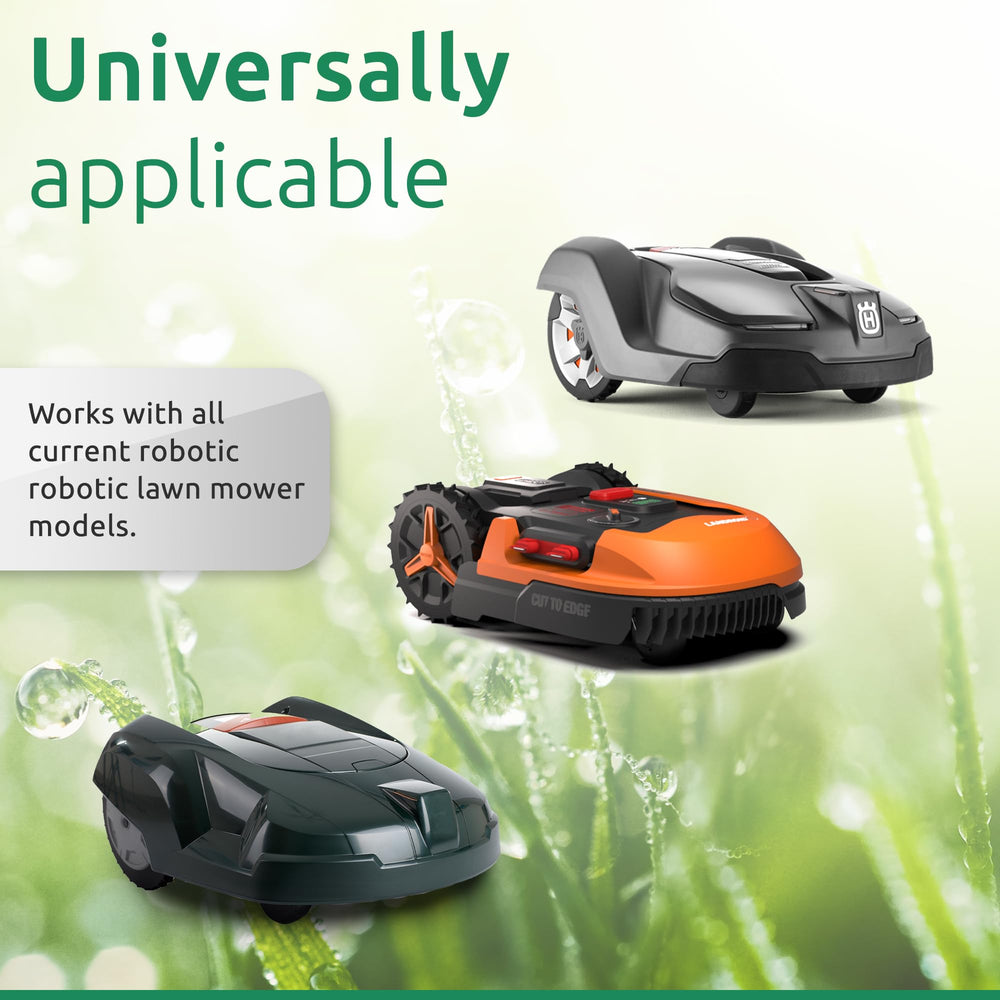 ECENCE wire laid around garden illustrating clear mower boundary guidance