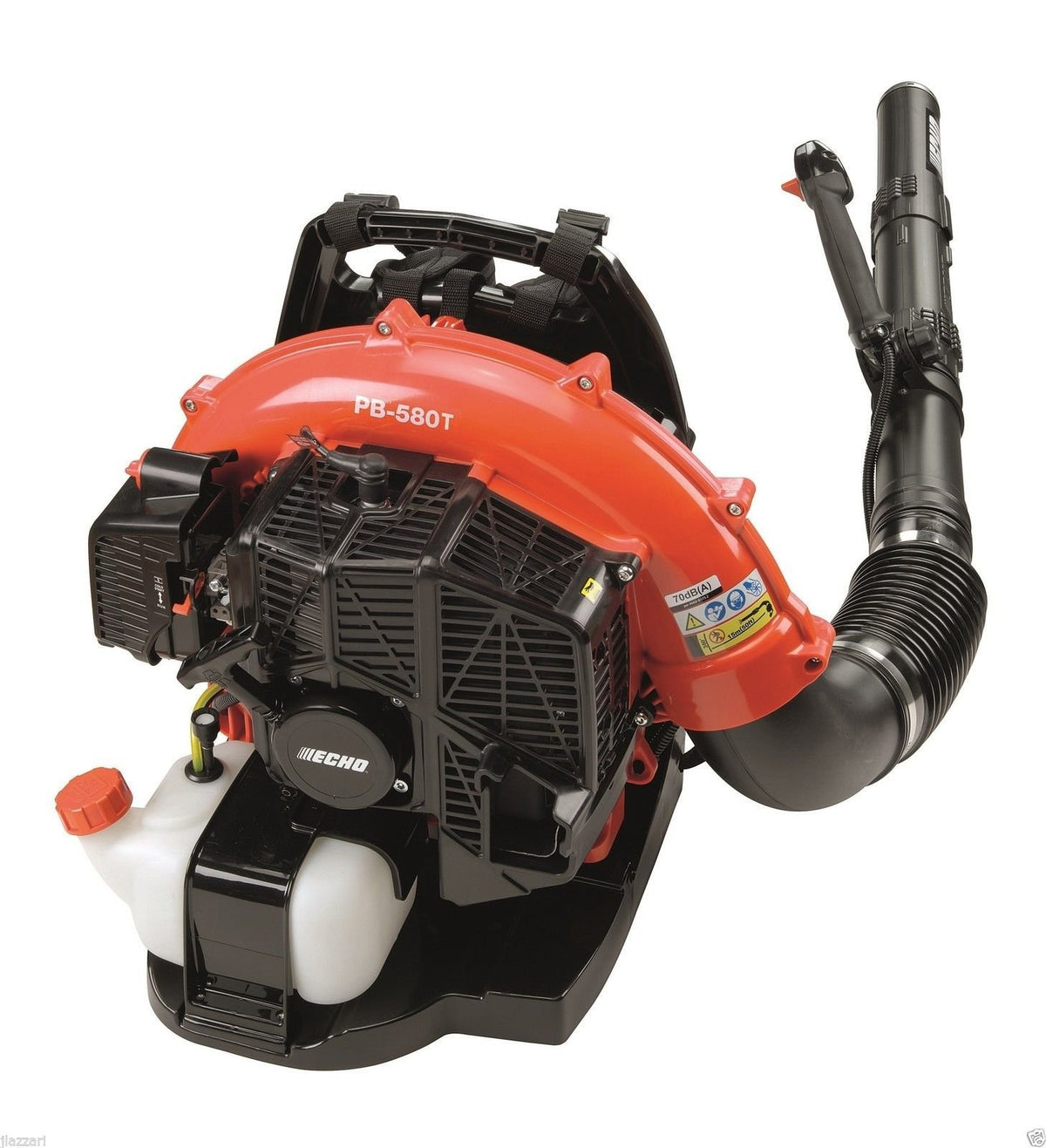 ECHO backpack blower front view showing controls and comfort straps for easier yard work