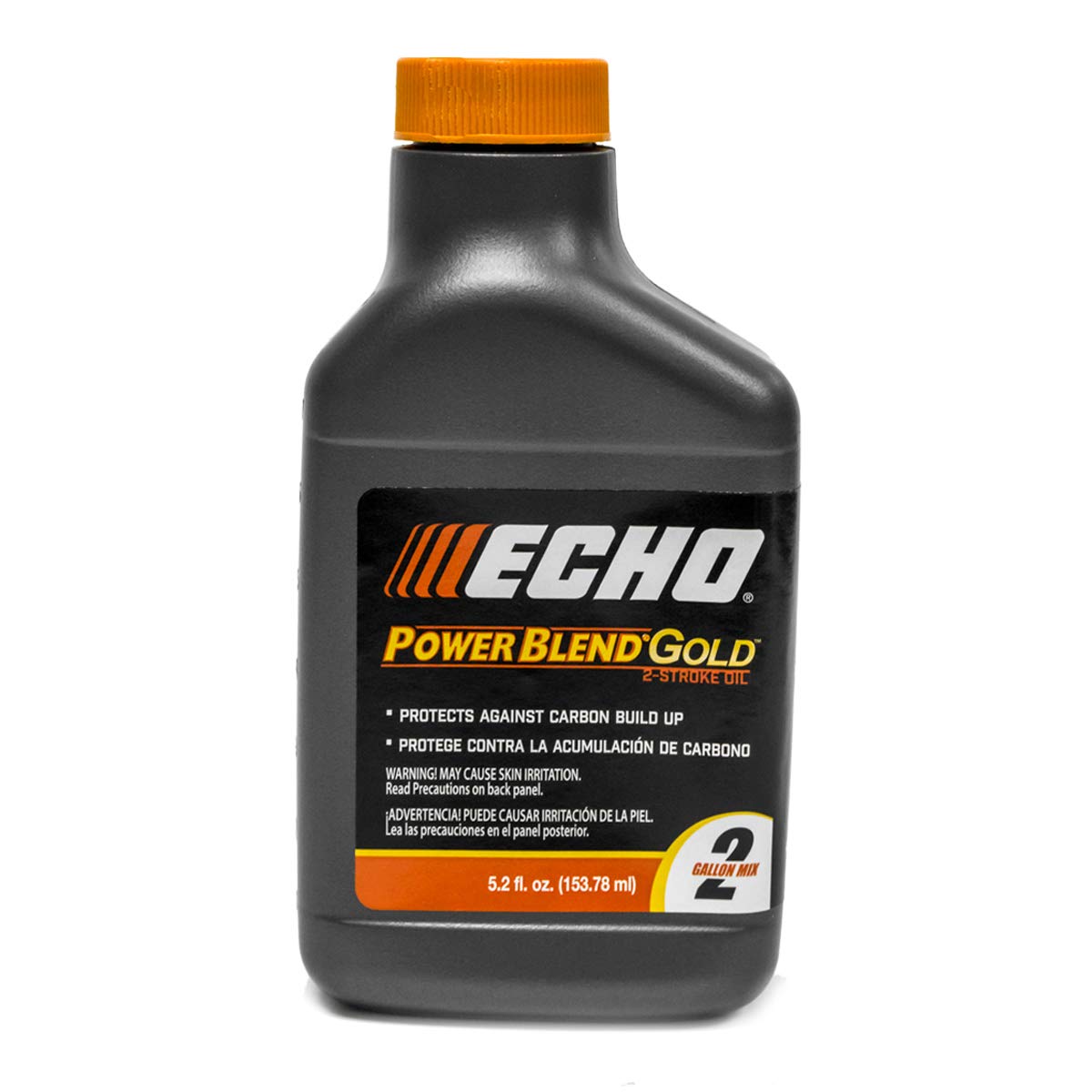 ECHO bottle beside handheld tools showing 5.2 oz scale and practical size