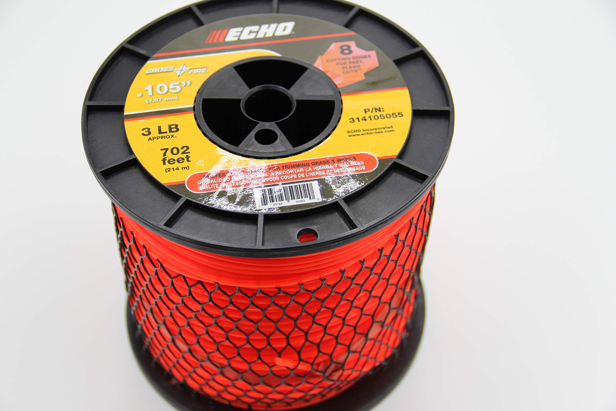 ECHO trimmer line front packaging showing capacity and benefits