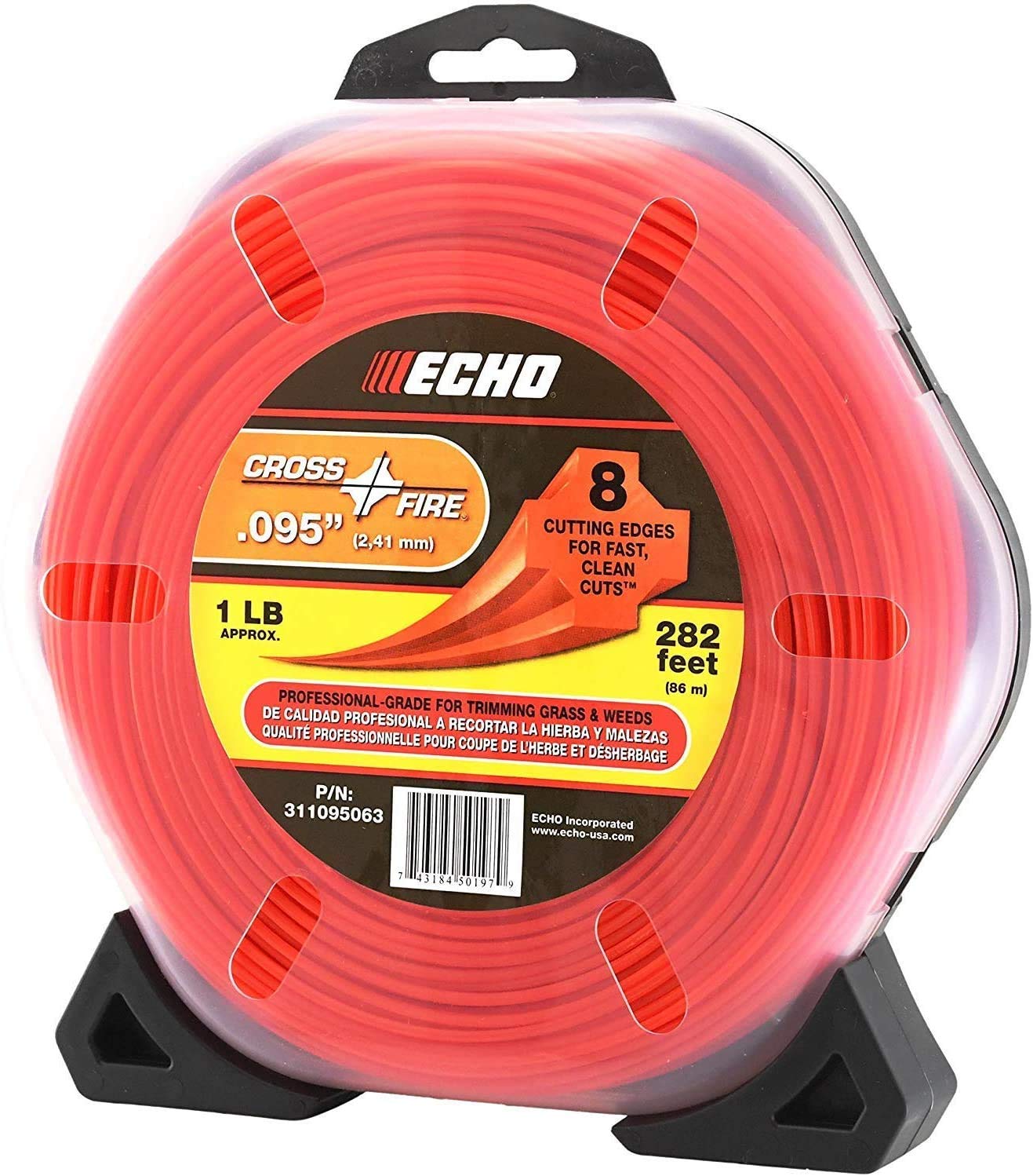 Echo Cross-Fire close-up of 8-edge nylon profile demonstrating sharper cuts and durability