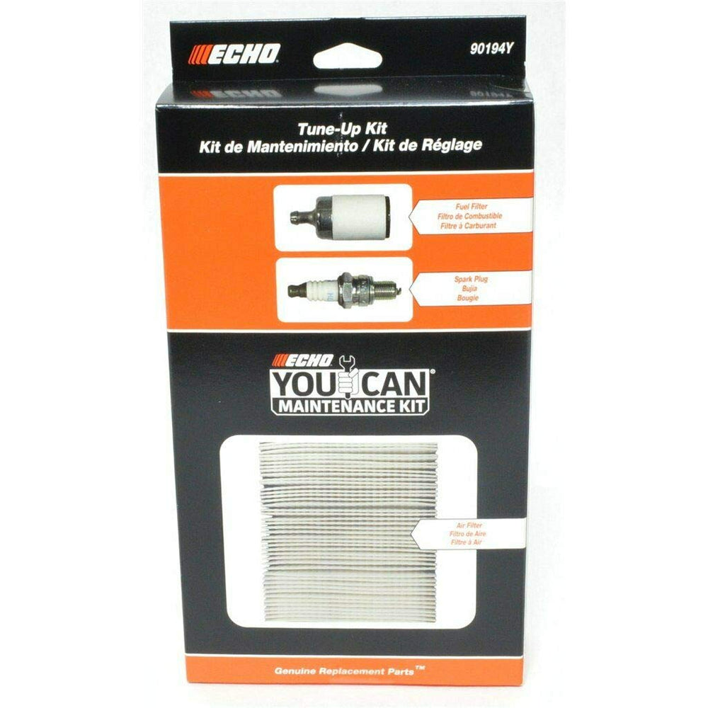 ECHO front packaging showing tune-up kit with clear part visibility and OEM quality