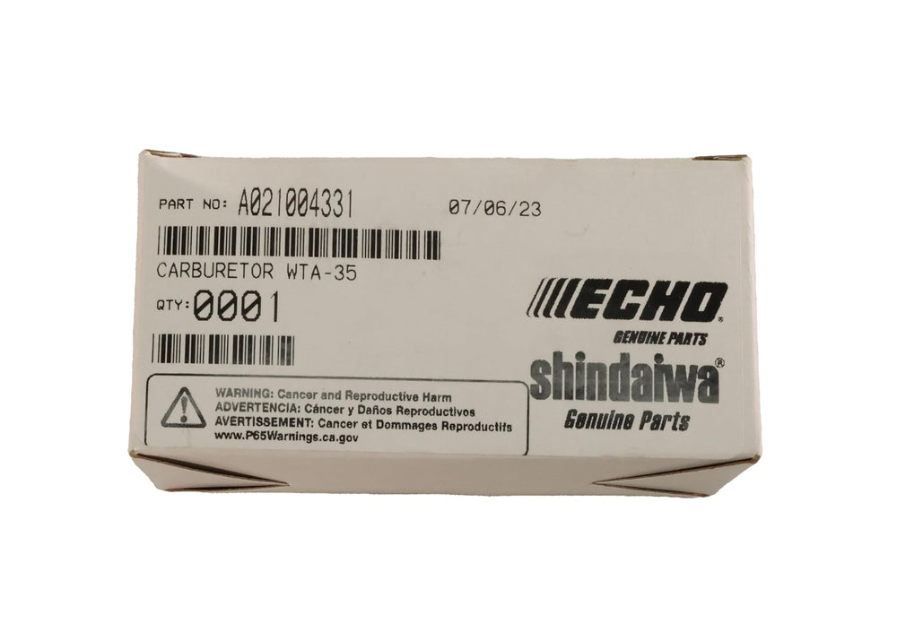 ECHO packaging and part label confirming genuine OEM part