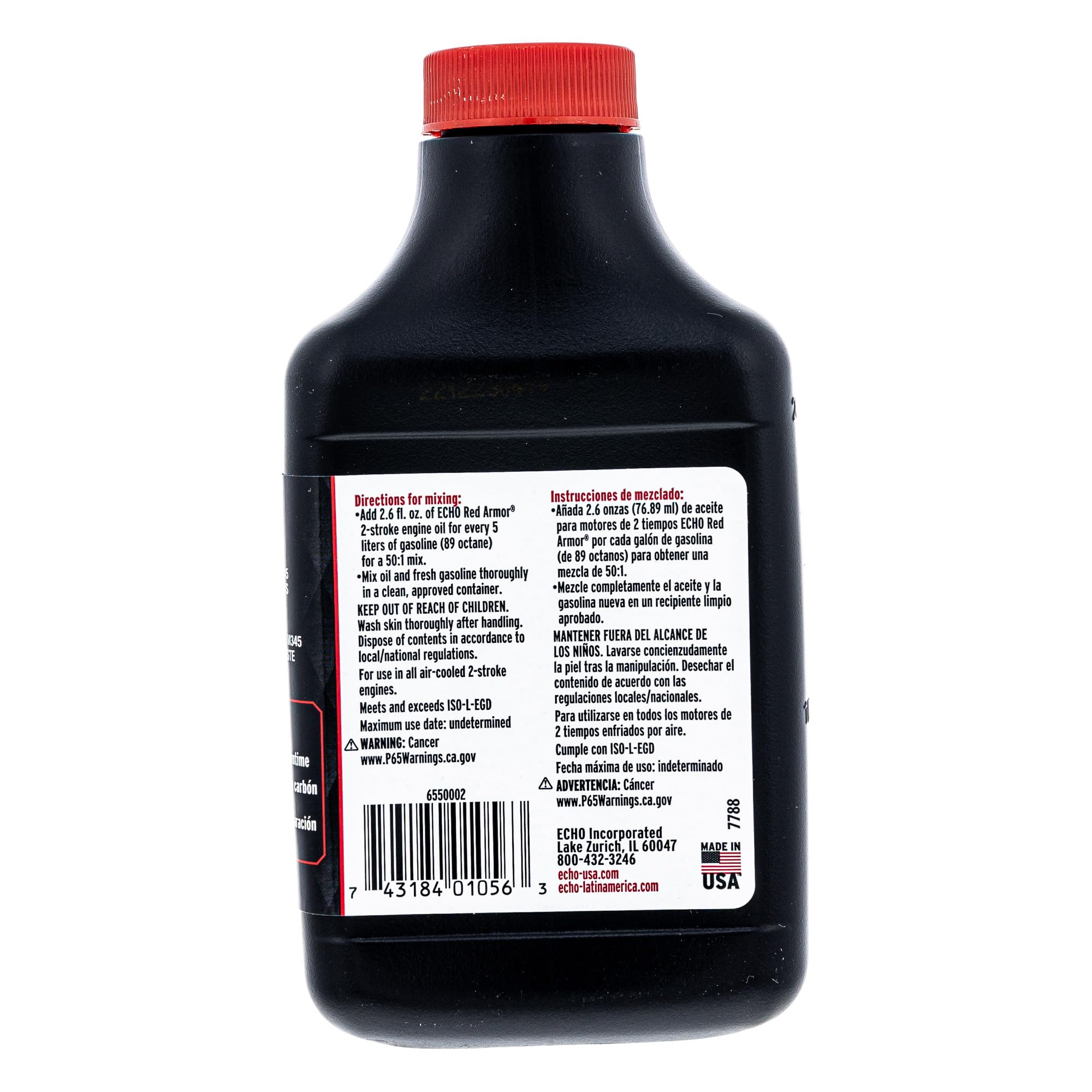 ECHO Red Armor bottle being poured into gas can for accurate mixing