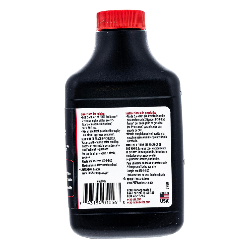 ECHO Red Armor bottle being poured into gas can for accurate mixing