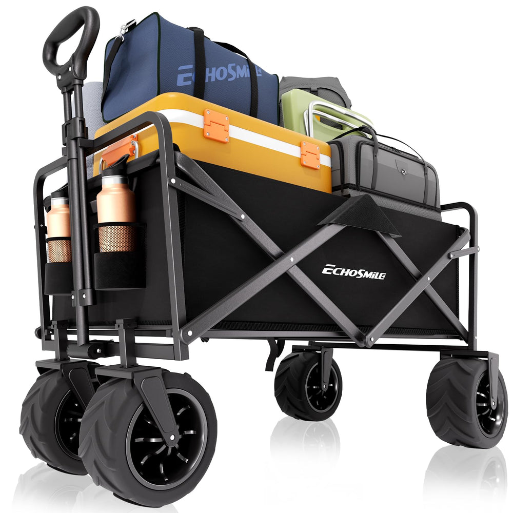 EchoSmile front view of wagon showing sturdy frame and large cargo area for hauling