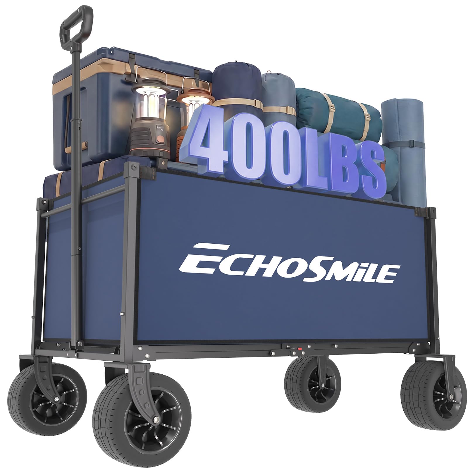 EchoSmile front view of open wagon showing roomy compartment and quick setup benefit