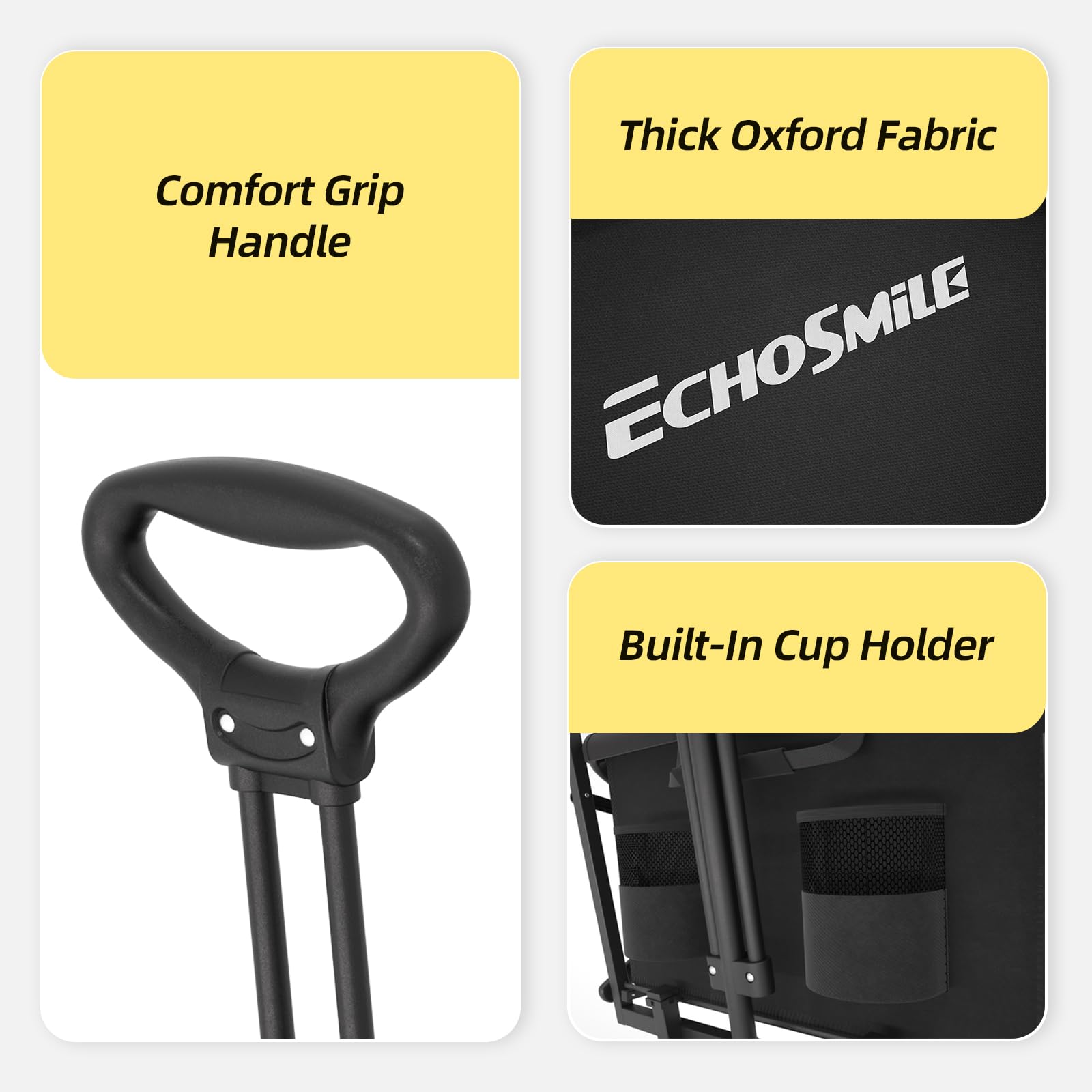 EchoSmile telescoping handle with lock providing adjustable, ergonomic pulling