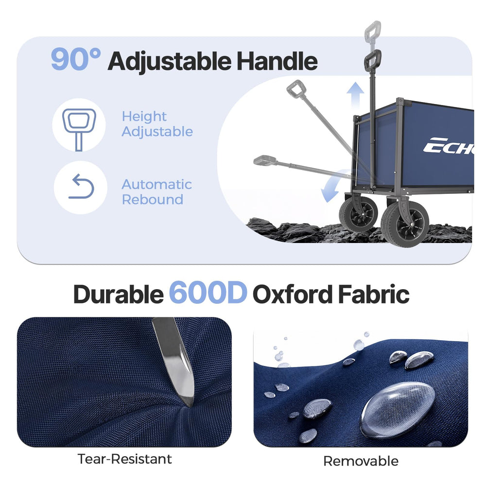 EchoSmile wagon beside grocery bags showing large 200L space for fewer trips