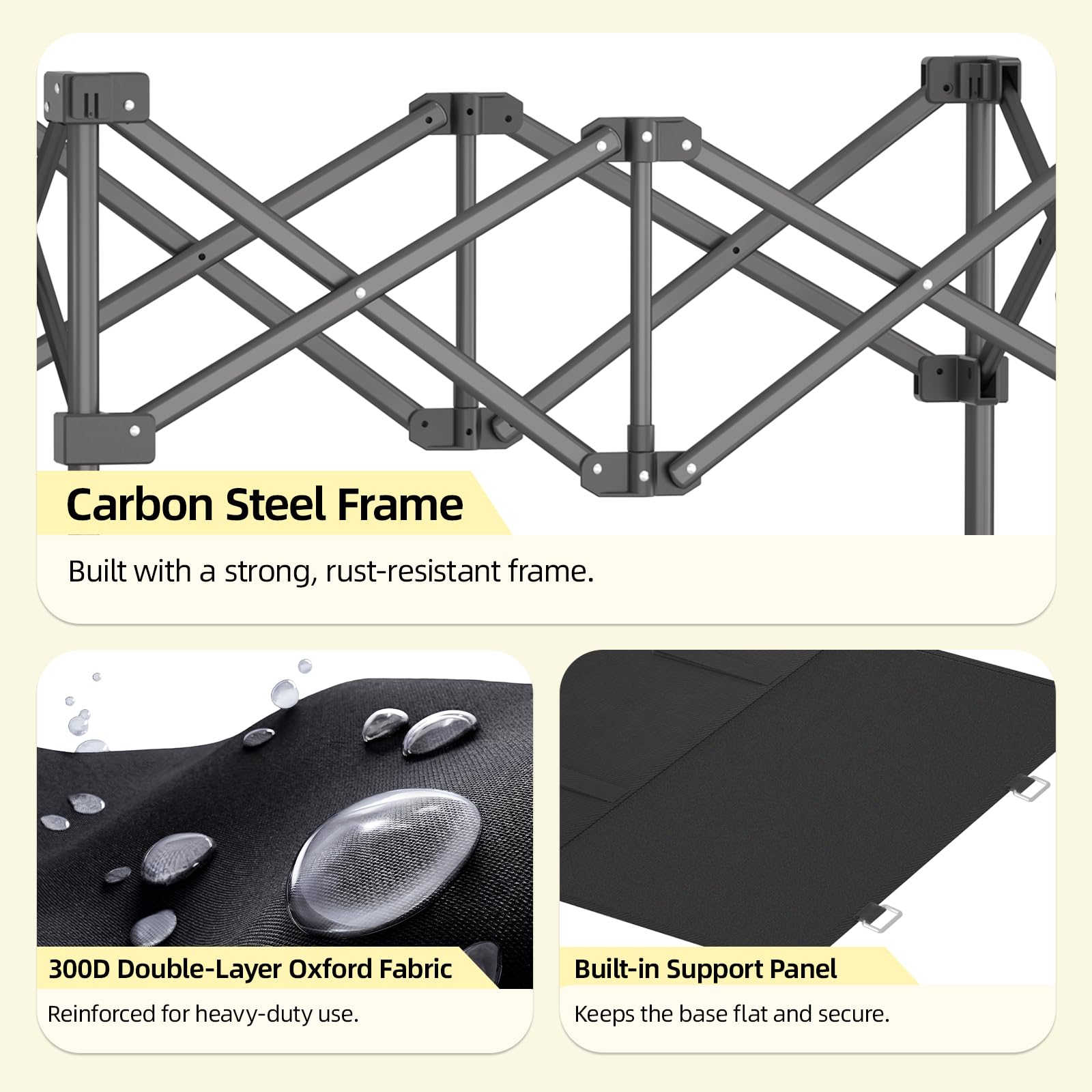 EchoSmile close-up of steel frame and durable fabric highlighting long-lasting construction