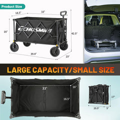 EchoSmile folded compact wagon demonstrating easy storage and portability benefit