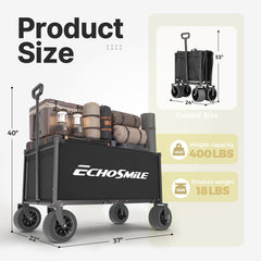 EchoSmile wagon folded flat in car trunk for compact storage and effortless transport