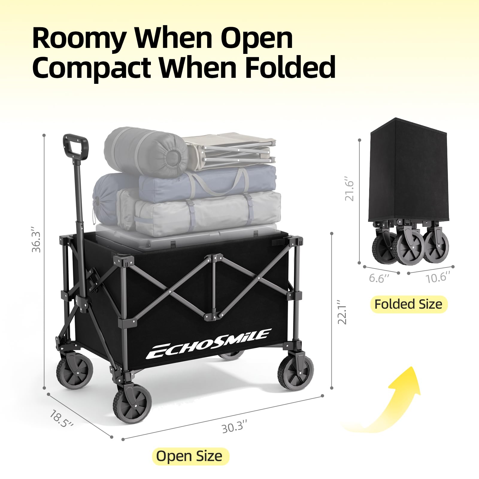 EchoSmile folded in car trunk demonstrating compact storage and travel convenience