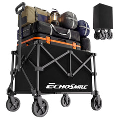 EchoSmile front view showing sturdy frame and spacious black fabric for easy hauling