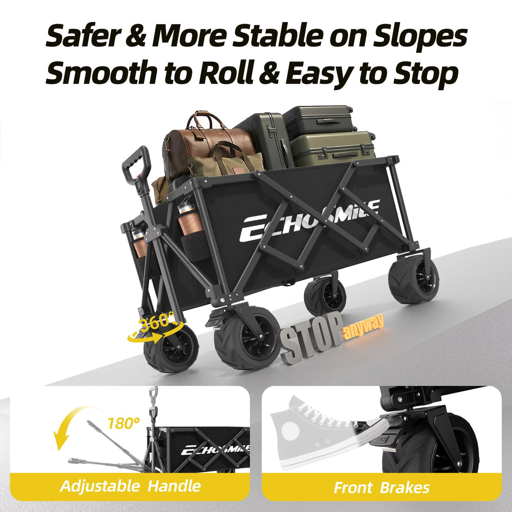 EchoSmile open wagon loaded with gear showing 400 lb capacity