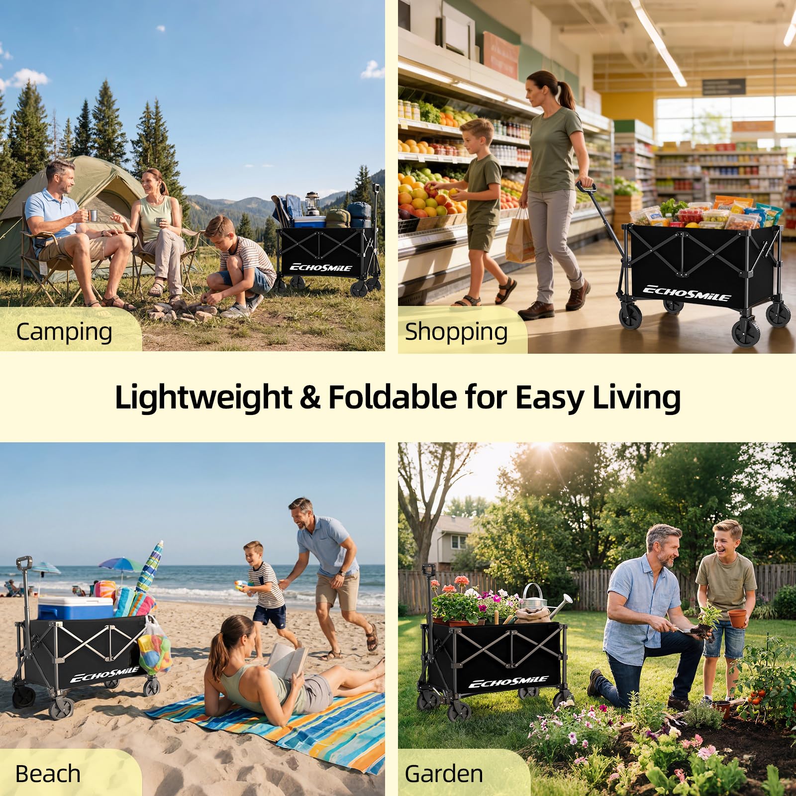 EchoSmile beside person to show size scale and easy lifting for portability