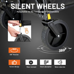EchoSmile wheel close-up highlighting solid all-terrain wheel durability benefit