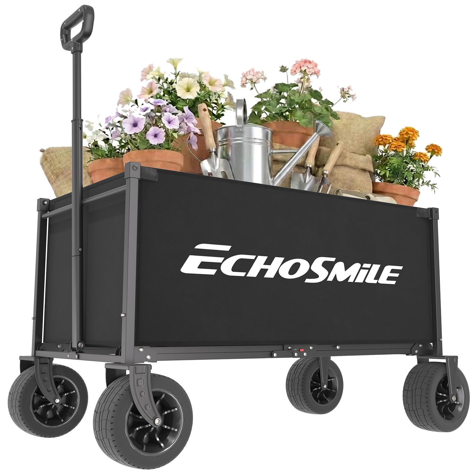 EchoSmile wagon in a beach lifestyle scene for family outings and outdoor convenience