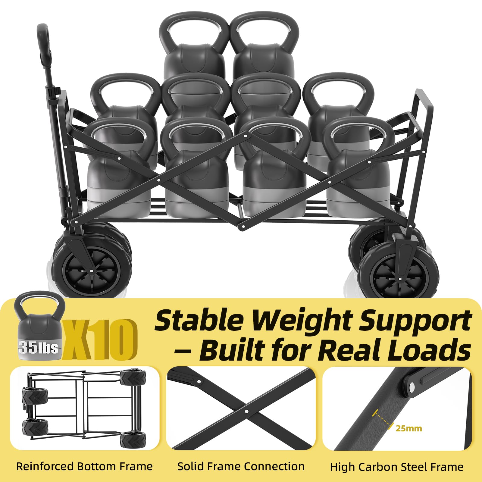EchoSmile solid 4x8 wheel detail demonstrating all-terrain rolling reliability