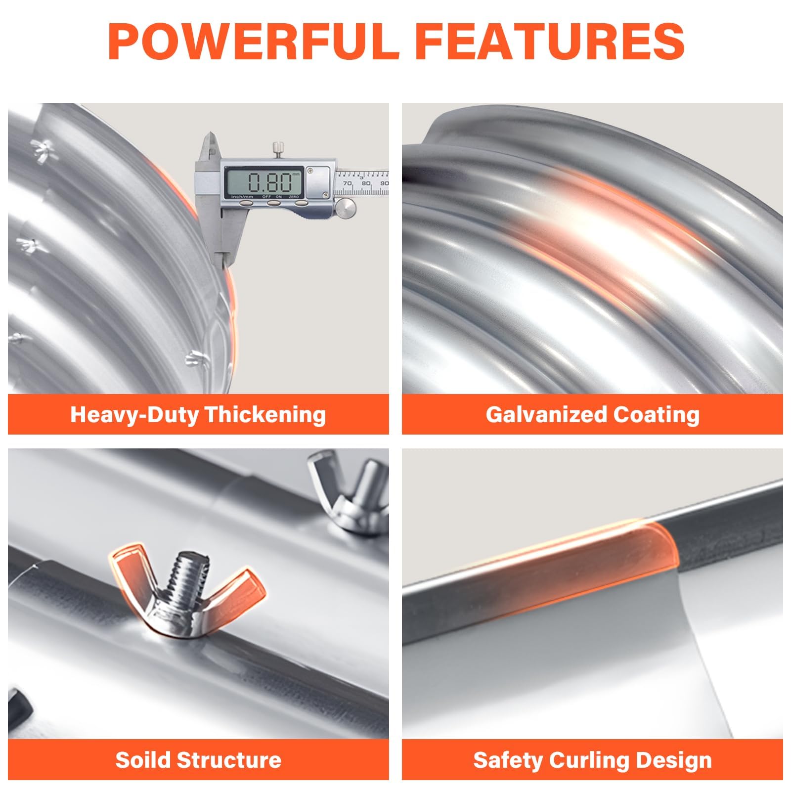Eclaron galvanized steel texture close-up highlighting rust resistance and durability
