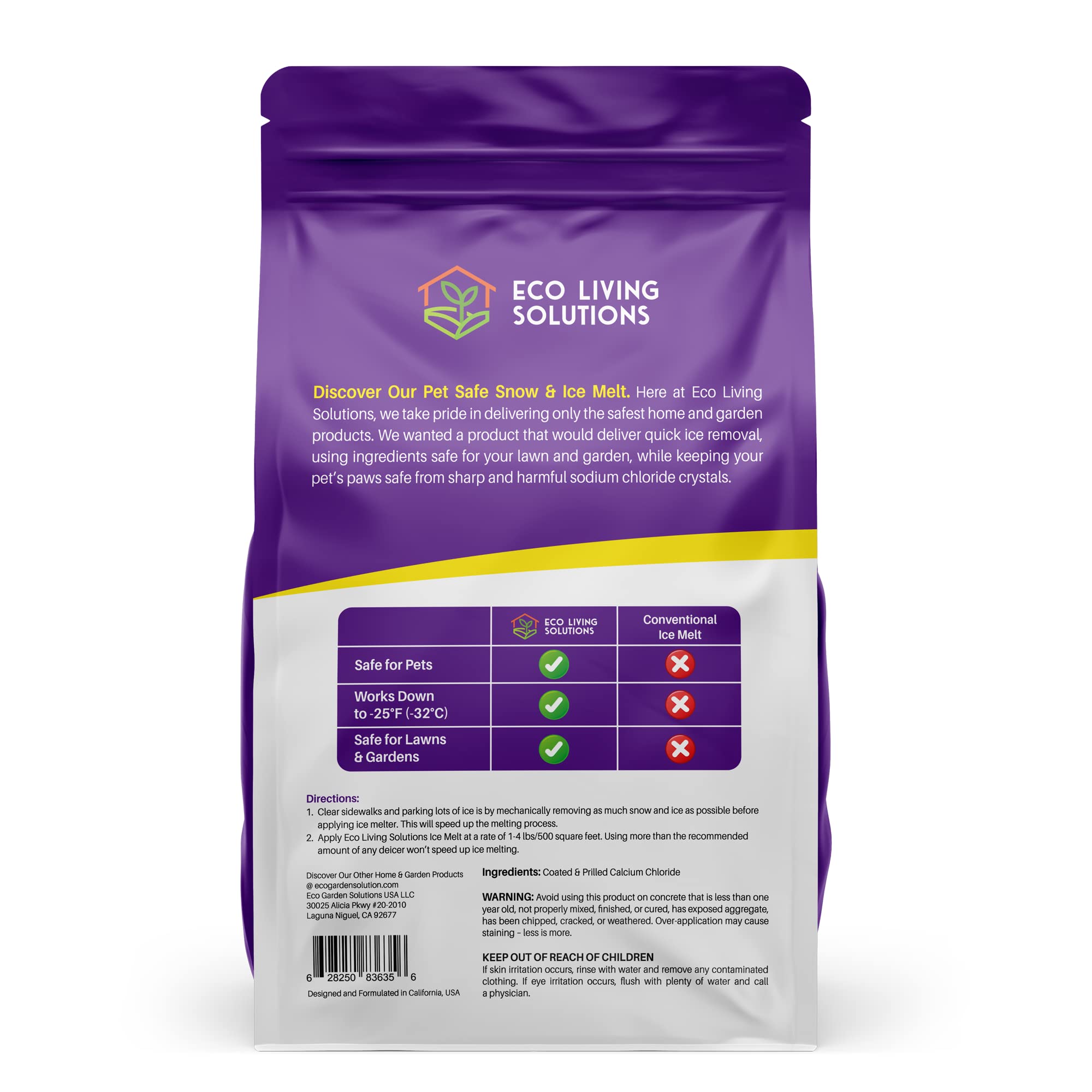 Eco Garden Pro close-up of calcium chloride pellets, demonstrates fast-melting action