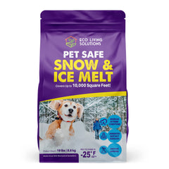 Eco Garden Pro front bag showing 19 lb label and usage icons, protects pets and surfaces